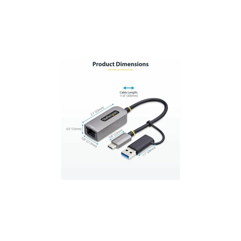 StarTech U2GA-USB-C-ETHERNET 2.5GbE USB-C to Ethernet Adapter with USB-A Converter, NBASE-T NIC, USB 3.0 Type-C 2.5/1G Multi Speed Network, USB 3.1 RJ45 - 2.5GbE NBASE-T USB-C to Ethernet Adapter w/USB-A Converter; Securely connects to networks  - Image 7