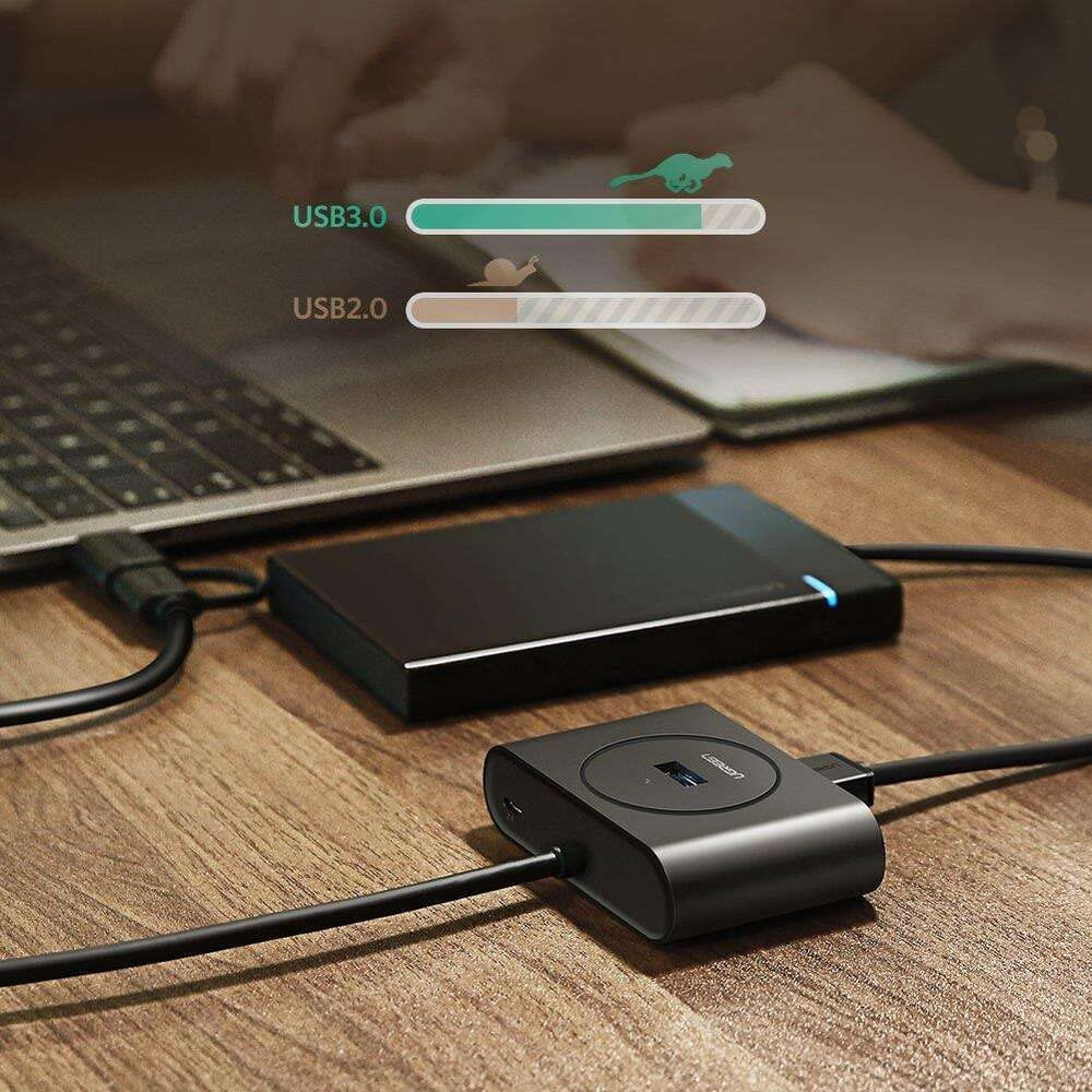 UGREEN 6957303848508 40850 USB3.0+USB-C 2 in 1 to USB-3.0 4 Port Hub Black with 1M cable - Image 3