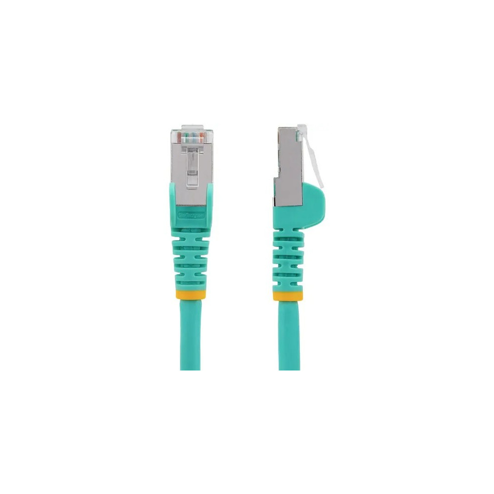 StarTech NLAQ-50C-CAT6A-PATCH 50cm CAT6a Ethernet Cable, Aqua Low Smoke Zero Halogen (LSZH) 10 GbE 100W PoE S/FTP Snagless RJ-45 Network Patch Cord - Cable for Network Device - First End: 1 x RJ-45 Network - Male - Second End: 1 x RJ-45 Network - Male - 1