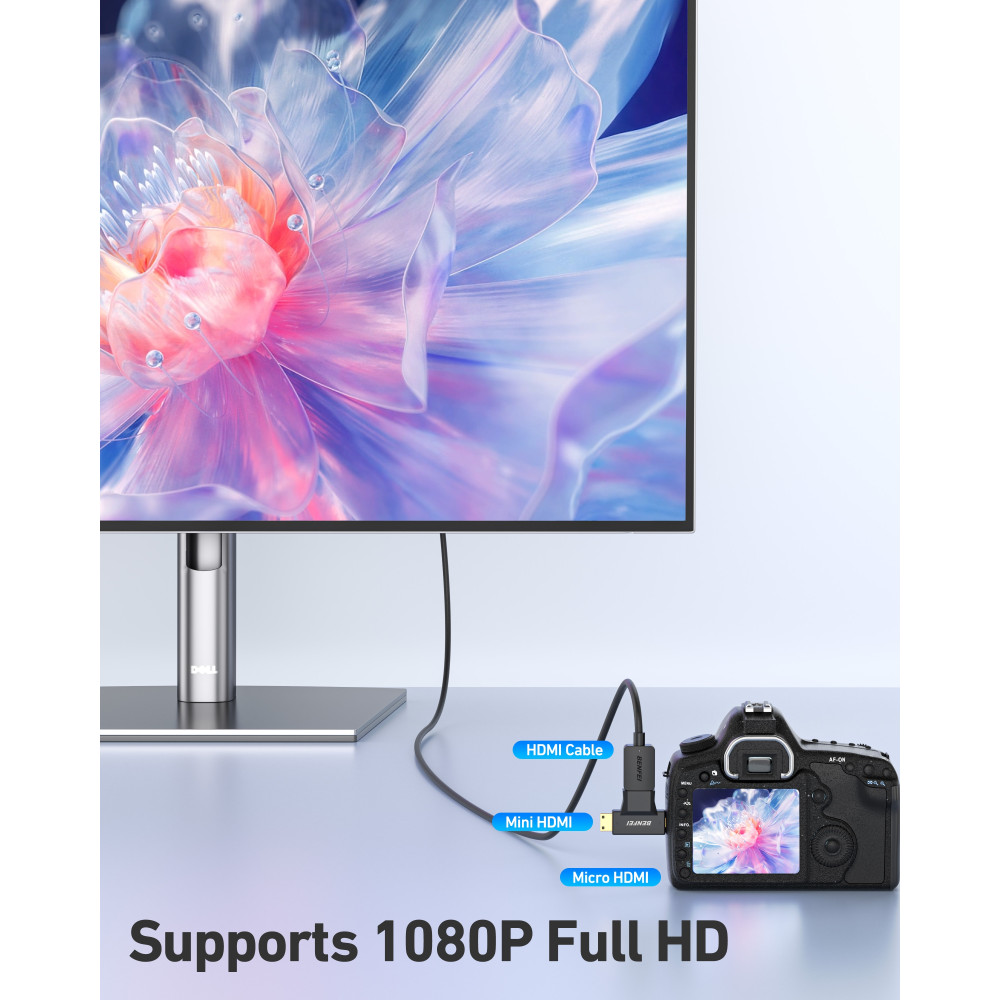 BENFEI 6971785944688 000434BK Micro HDMI + Mini HDMI male to HDMI female Adapter - Image 5