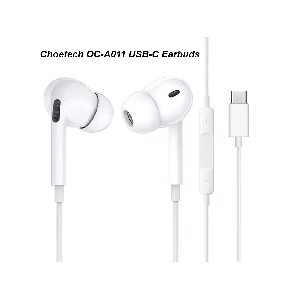 Choetech 6932112106629 OC-A011 USB-C In-Ear Headphones 1.2m - White - Image 1
