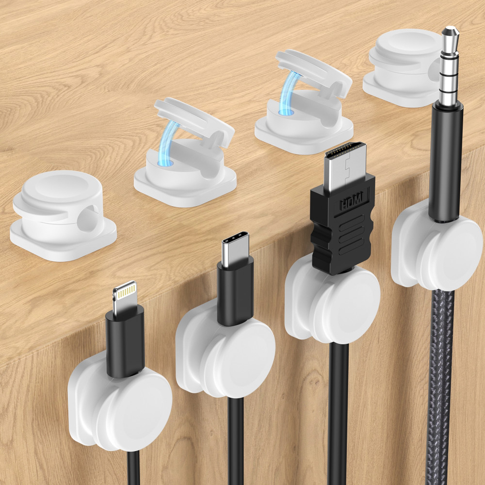 Choetech 6932112110923 MCC001-WH 6 Pack Professional grade Magnetic Lock Cord Holder Clips - Image 2