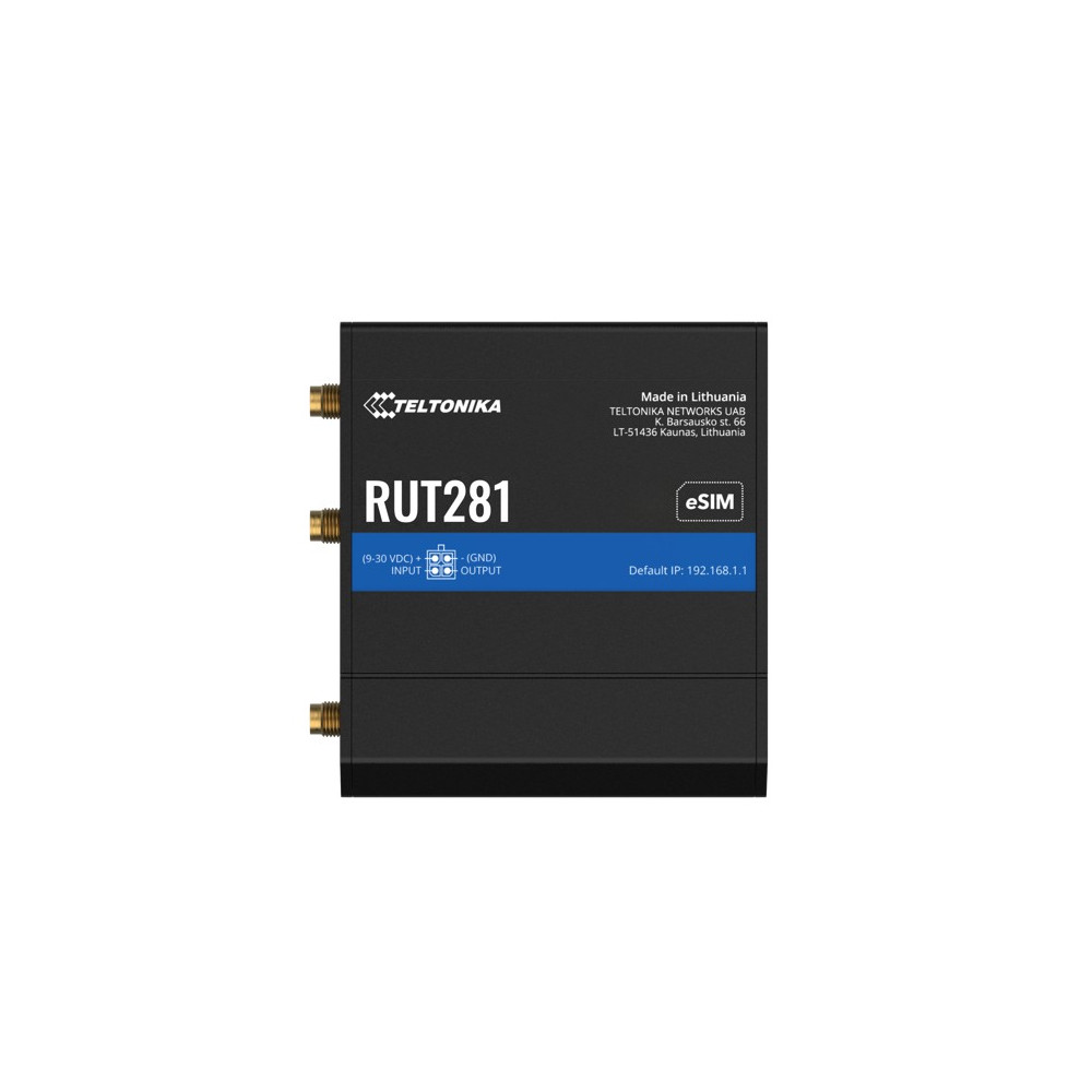 Teltonika RUT281004000 RUT281 COMPACT GLOBAL LTE CAT 4 ROUTER, Telit, SIM & eSIM, AUTOMATIC FAILOVER, 2 x RJ45 Ports, PSU included - Image 1