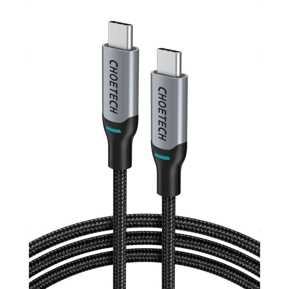Choetech 6971824977301 MIX00073 100W USB Type C Braided Fast Charging Cable 1.8m support 5A-blake braided cable + gray aluminum case*2pcs - Image 3