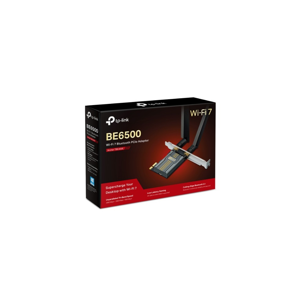 TP-LINK ARCHER TBE400E ARCHER BE6500 BLUETOOTH 5.4 WI-FI 7 TRI-BAND PCIE ADAPTER, 3YR - Image 1
