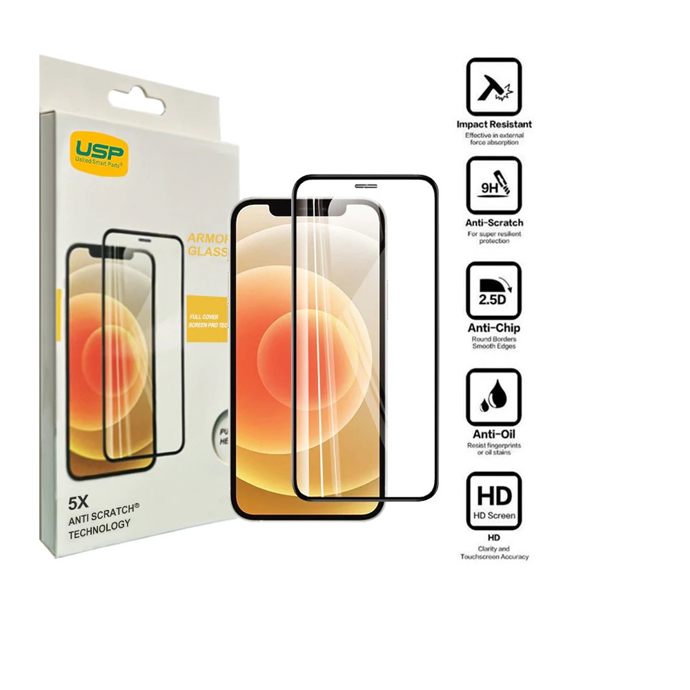 USP 6972890207873 Apple iPhone SE (3rd & 2nd Gen)/ iPhone 8 / iPhone 7 (5.5')Armor Glass Full Cover Screen Protector -Impact-Resistant,Smooth Edges,5 Years Warranty - Image 1