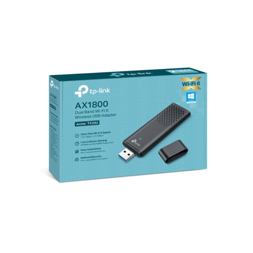 TP-LINK ARCHER TX20U ARCHER AX1800 WI-FI 6 DUAL-BAND USB ADAPTER, USB3.0, 3YR - Image 1