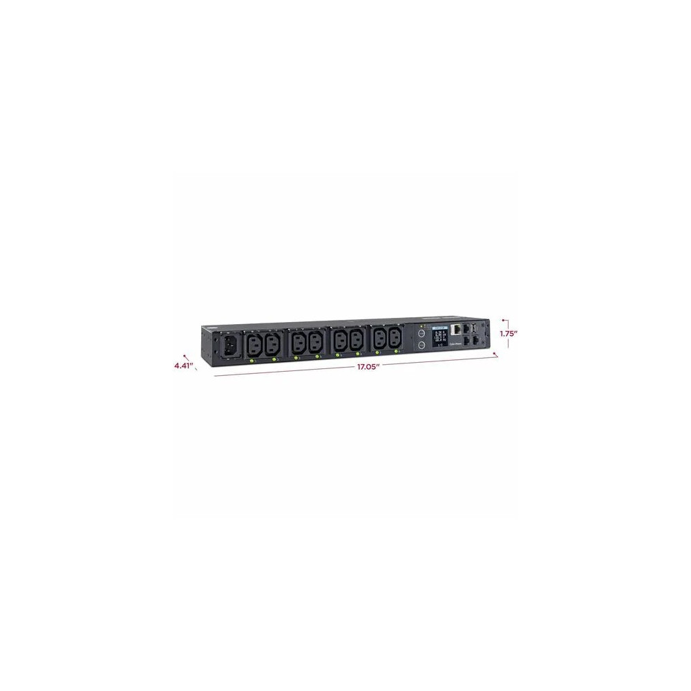 CyberPower PDU41004 SWITCHED EPDU 1RU HORIZONTAL 12AMP INPUT - SNMP NETWORK CONNECTION - 8X IEC-320 C13 OUT -IEC-320 C14 IN - 2 YRS ADV. REPLACEMENT WTY