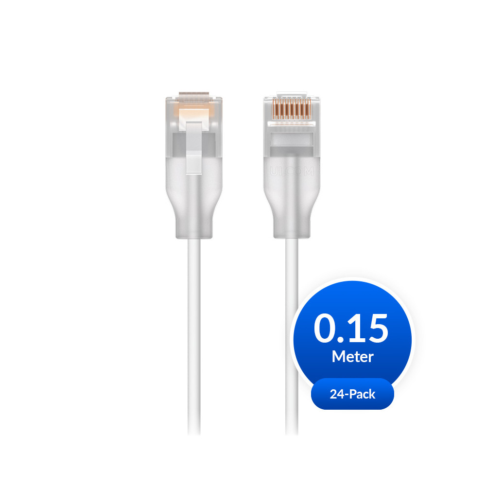 Ubiquiti UACC-CABLE-PATCH-EL-0.15M-W-24 UniFi Etherlighting Patch Cable, 24 Pack, Indoor, 0.15m, White/Translucent - Image 1
