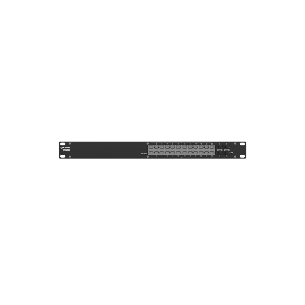 Teltonika SWM282000000/SWM282000001 SWM282 PoE+ managed switch, 24 PoE+ ports with up to 30W per port, 10/100/1000 Mbps, 4 SFP ports, 2 yr of Free RMS Management, PSU excluded - Image 1