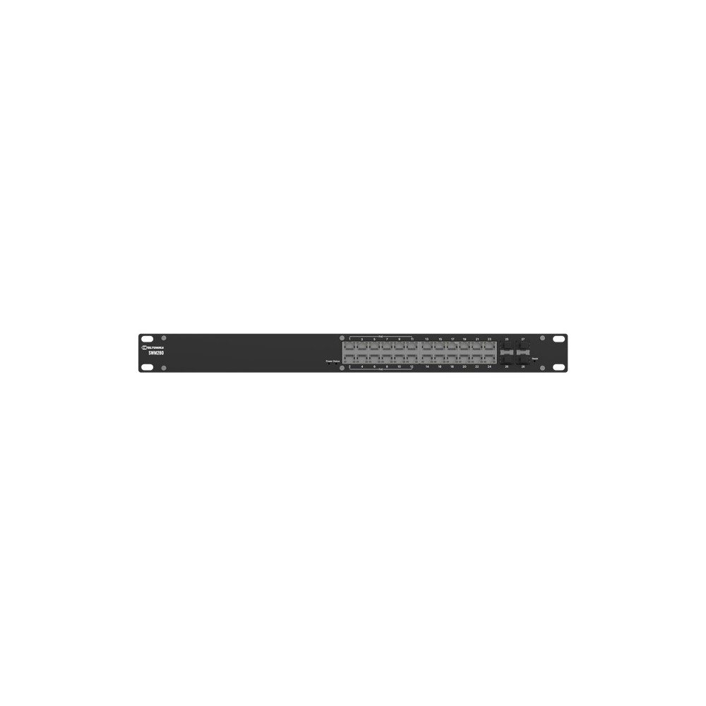 Teltonika SWM280000000 SWM280 PoE+ Managed Switch, 24 x ETH ports, 10/100/1000 Mbps,12 PoE+ ports with up to 30W per port,4 SFP ports, 2 yr free RMS, PSU excluded - Image 1