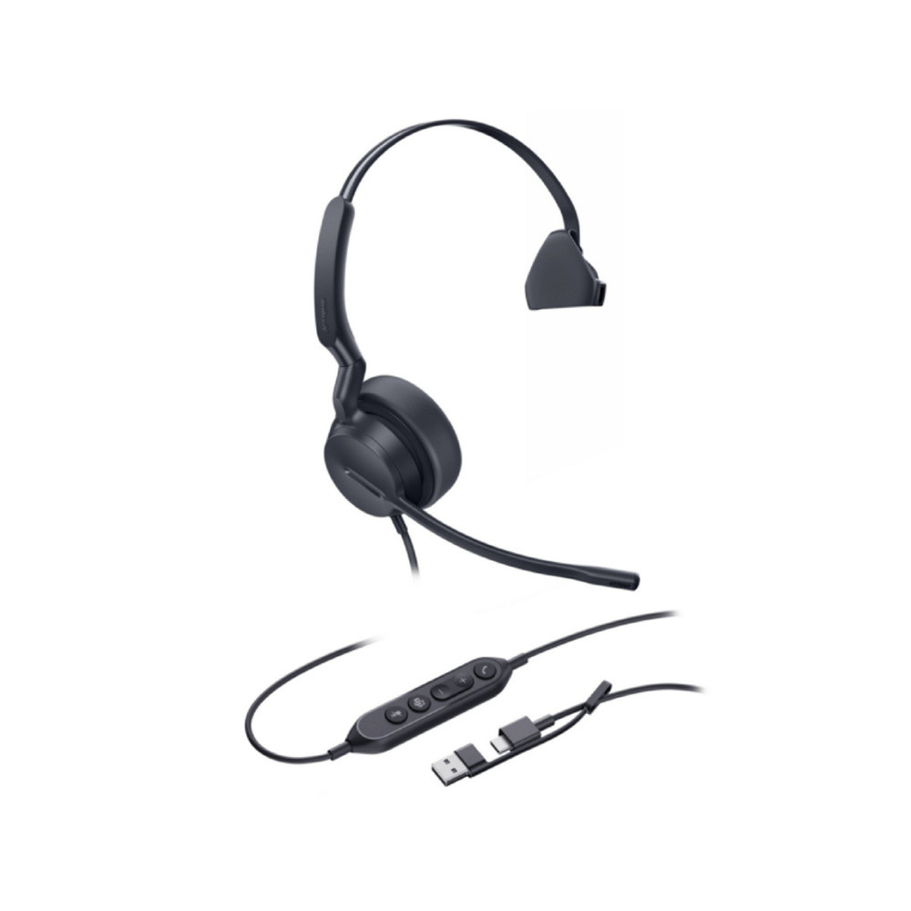 Yealink UH42-M-MS-C/A UH42 Mono Teams USB-C/A Microsoft Certified Teams USB Wired Headset, Noise-Canceling Microphone, Leather Ear Cushions Controller Teams button - Image 1
