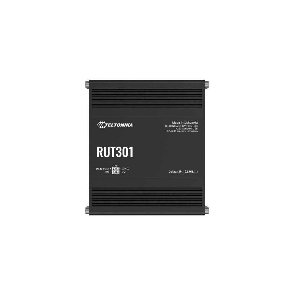 Teltonika RUT301000500 RUT301 Industrial Ethernet Router, Rugged Industrial Ethernet Router, 5 Ethernet Ports, 2 Configurable Digital Inputs/Outputs, PSU included - Image 1