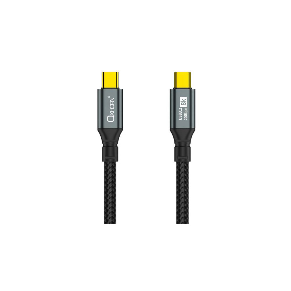 Just You PC CB-CC-321 Oxhorn USB 3.2 Gen 2×2 1m USB-C to USB-C 20Gbps 8K@60Hz 20V 100W E-Marker Chip Black fast charging & Video cable Laptop Phones Tablet USB-C Device - Image 1