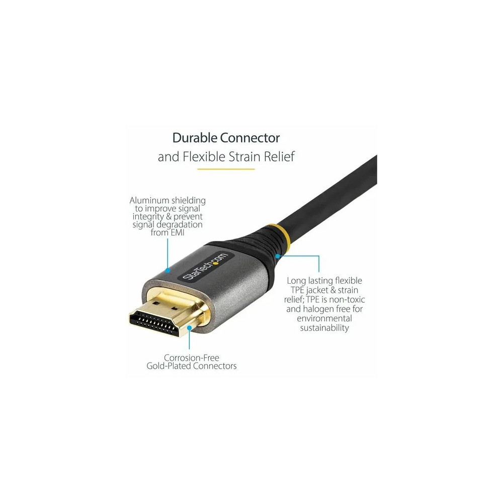StarTech HDMMV5M 16ft (5m) Premium Certified HDMI 2.0 Cable, High Speed Ultra HD 4K 60Hz HDMI Cable w/ Ethernet, HDR10, UHD HDMI Monitor Cord - Cable for Audio/Video Device, Monitor, Display Screen, Computer, Notebook, Desktop Computer, PC, Work - Image 4