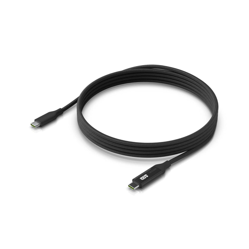 Ubiquiti UACC-CABLE-USB-100W-2M-BK USB-C Cable with Charge Display,Length 2M, Black, Braided Power & Data Cable With A Double-sided Charge Display,100W Max Power Output - Image 1