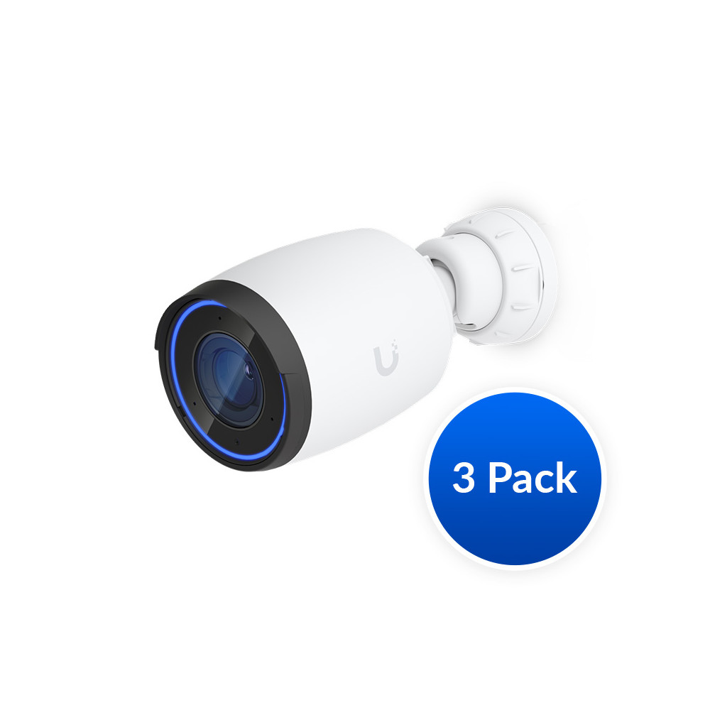 Ubiquiti NHU-UVC-AI-PRO-W-3 AI Professional UniFi Protect Indoor/Outdoor 4K PoE Camera, White, 3 Pack - OEM, Waterproof IP65, PoE+ Power, Max Power 11W, GbE RJ45 Port, - Image 1