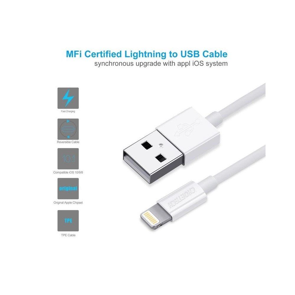 Choetech 6971824971750 IP0027 USB Charge & Sync Cable1.8M White - Image 1