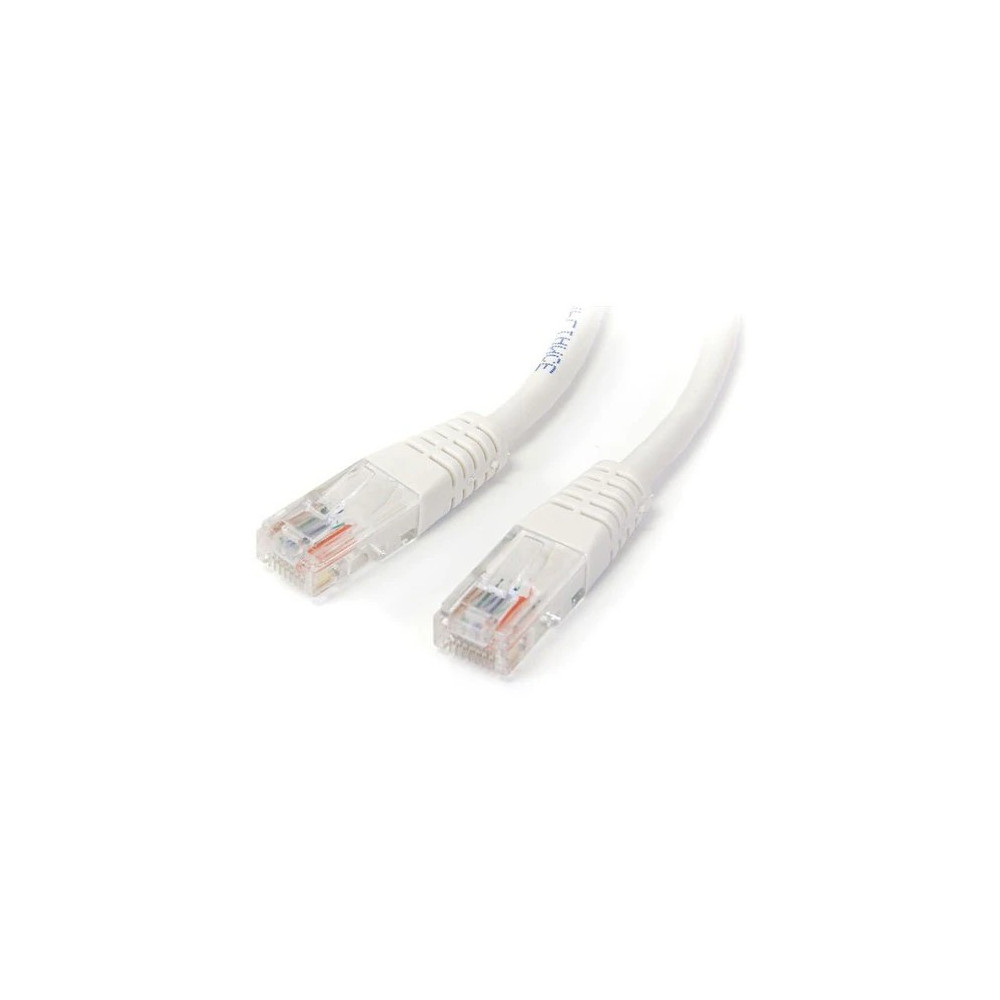StarTech M45PAT15MWH 15m Cat5e White Molded RJ45 UTP Cat 5e Patch Cable - 15 m Patch Cord - Cable for Network Device, Distribution Panel, Workstation - First End: 1 x RJ-45 Network - Male - Second End: 1 x RJ-45 Network - Male - Patch Cable - Go - Image 1