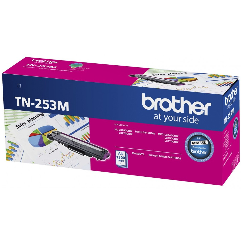 Brother TN-253M Magenta Toner Cartridge to Suit - HL-3230CDW/3270CDW/DCP-L3015CDW/MFC-L3745CDW/L3750CDW/L3770CDW (1,300 Pages) - Image 1
