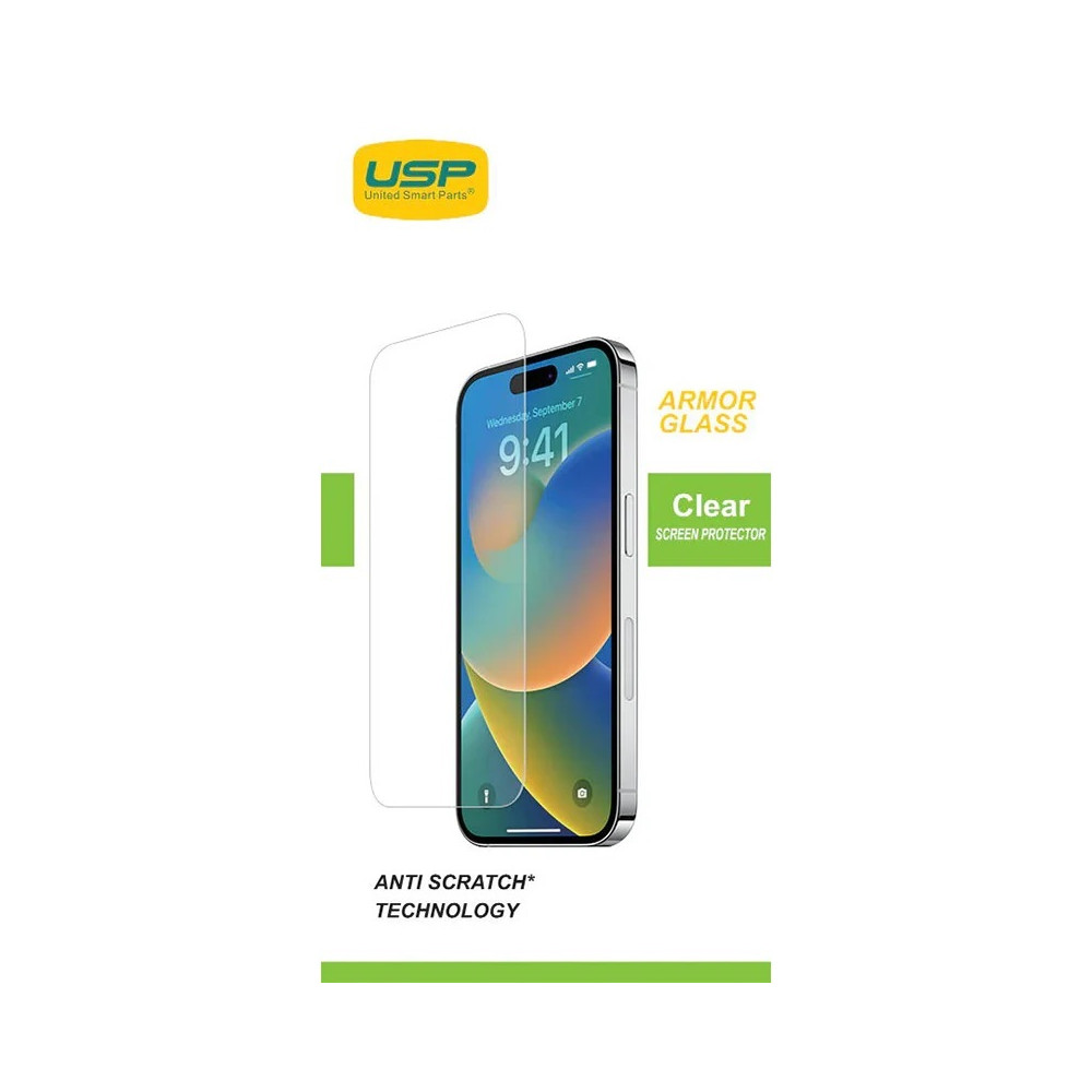 USP 6976552042475 Apple iPhone 17e / iPhone 16e / iPhone 14 / iPhone 13 Pro / iPhone 13 (6.1') Armor Glass Screen Protector - 9H Hardness, 5 Years Warranty - Image 1