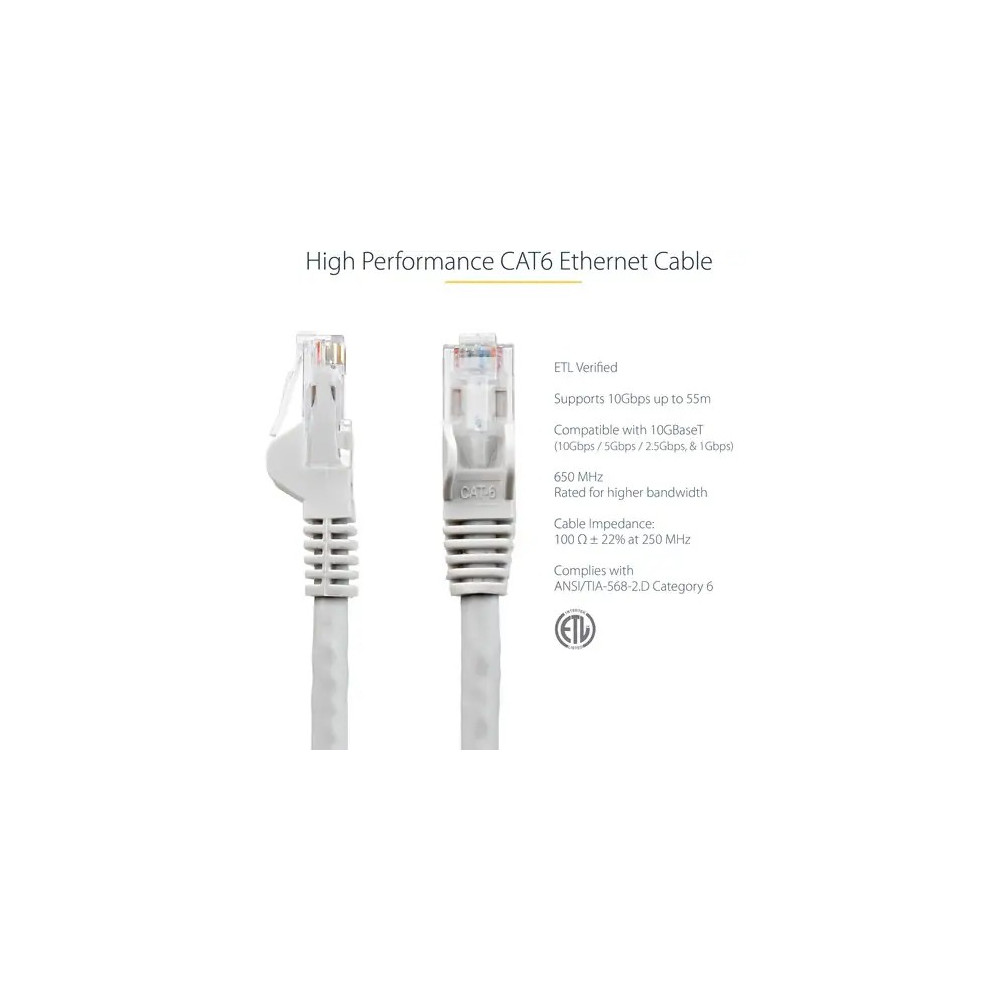 StarTech N6PATC10MGR 10m CAT6 Ethernet Cable - Grey Snagless Gigabit - 100W PoE UTP 250Mhz Category 6 Patch Cord UL Certified Wiring/TIA - 10m Grey CAT6 Ethernet cable delivers Multi Gigabit 1/2.5/5Gbps & 10Gbps up to 160ft - 250Mhz - 24 AWG str - Image 3
