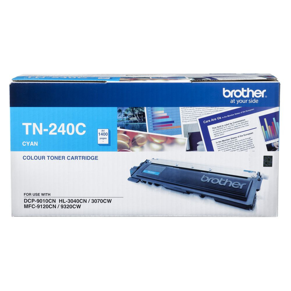 Brother TN-240C COLOUR LASER TONER-CYAN TONER CARTRIDGE TO SUIT HL-3040CN/3045CN/3070CW/3075CW, DCP-9010CN, MFC-9120CN/9125CN/9320CW/9325CW-1,400 PG - Image 1