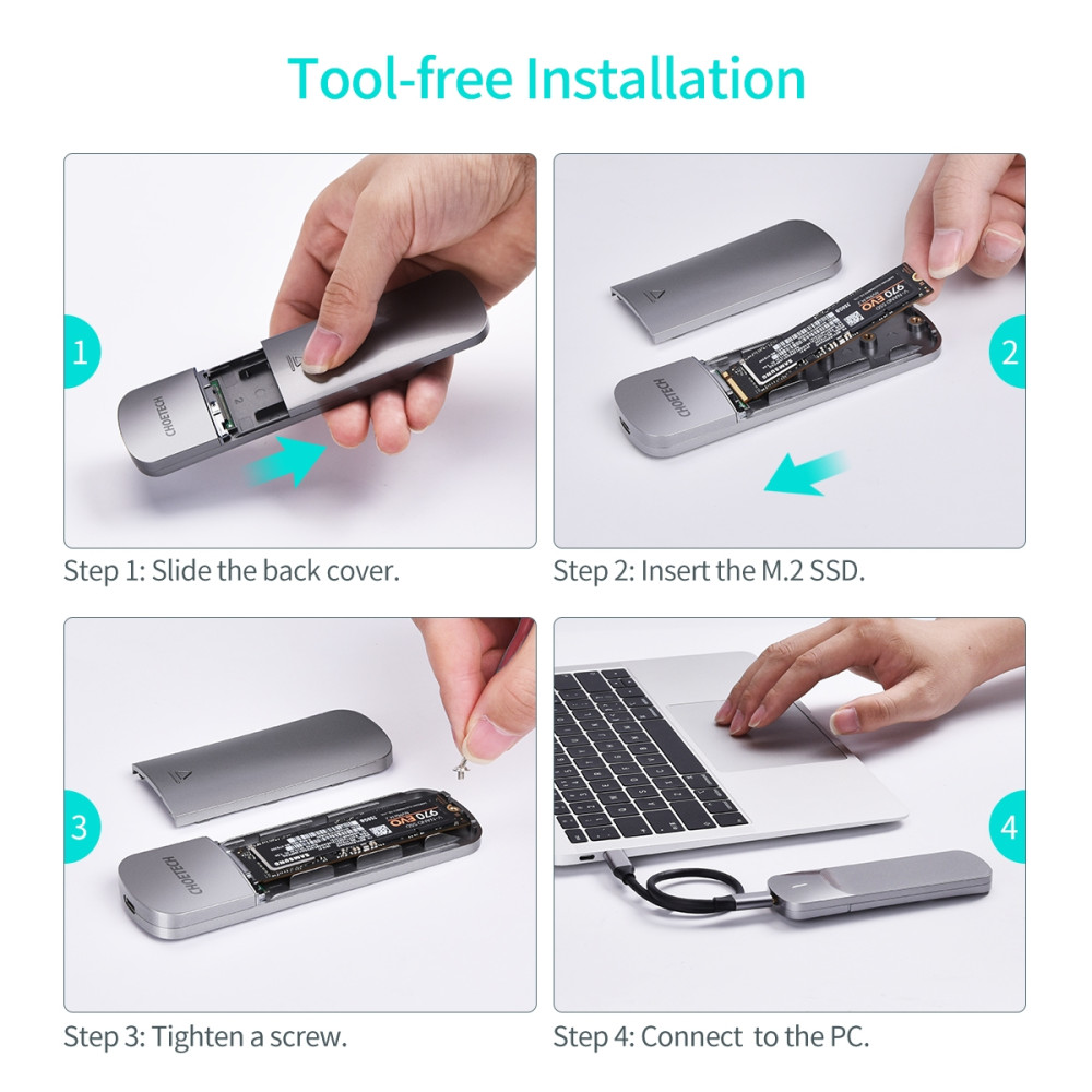 Choetech 6971824975246 PC-HDE16 USB-C Gen2 to NVMe M.2 SSD Enclosure (10Gbps) - Image 4