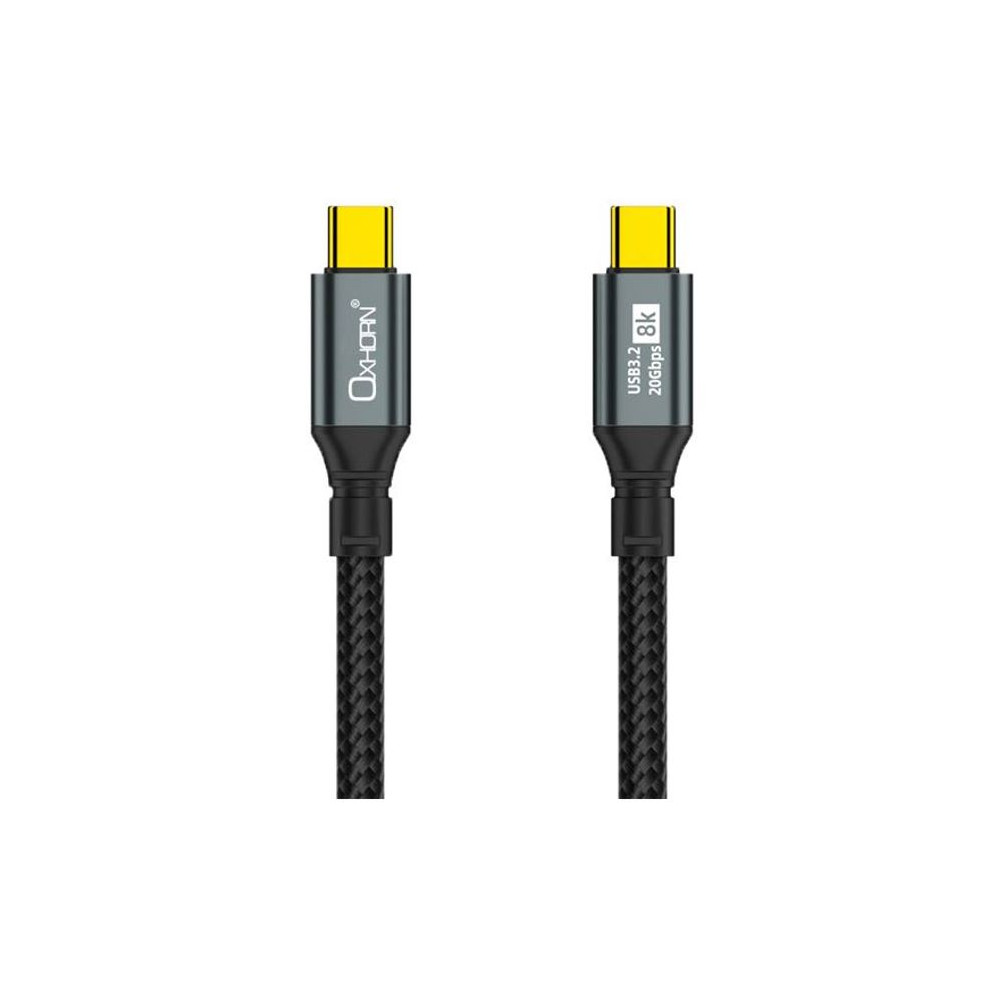 Just You PC CB-CC-322 Oxhorn 2m USB-C to USB-C USB 3.2 Gen2 Braided 20Gbps 8K@60Hz 5A 20V 100W PD Fast Charging Video Cable for Laptop Phone Tablet Docking USB-C Devices - Image 1