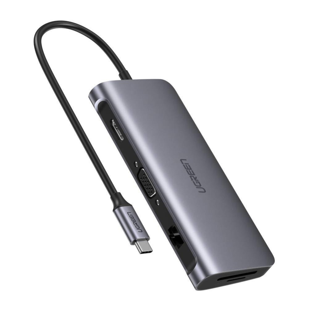 UGREEN 6957303848737 40873 USB Type C 9 in 1 Multifunction Adapter- HDMI/ VGA/Gigabit/TypeC/USB3.0 x 3/SD/TF - Image 1
