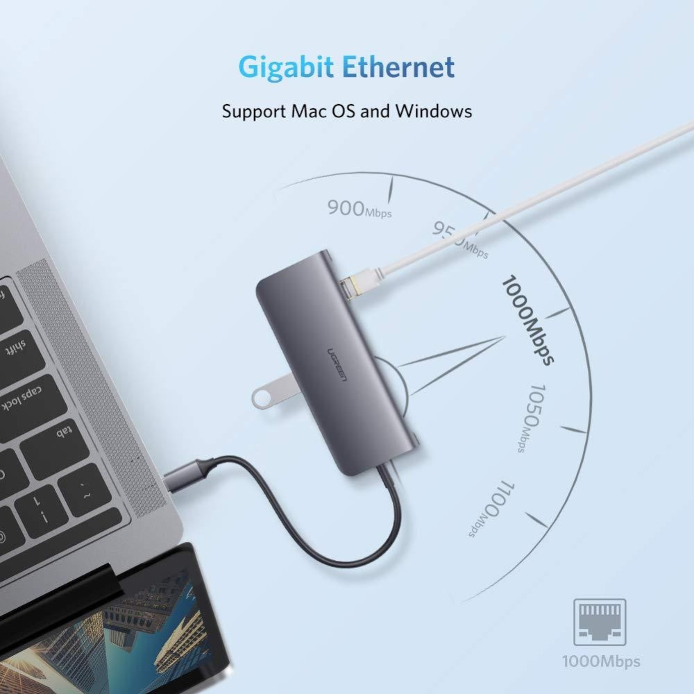 UGREEN 6957303848737 40873 USB Type C 9 in 1 Multifunction Adapter- HDMI/ VGA/Gigabit/TypeC/USB3.0 x 3/SD/TF - Image 4