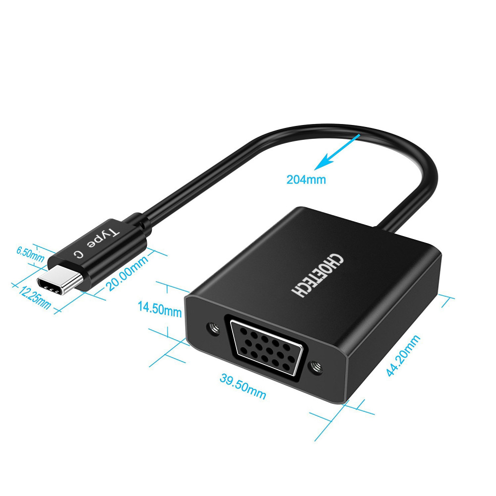 Choetech 6971824970548 HUB-V01 USB-C to VGA Adapter support 1080p & 60Hz (Full HD) 20cm Black - Image 4