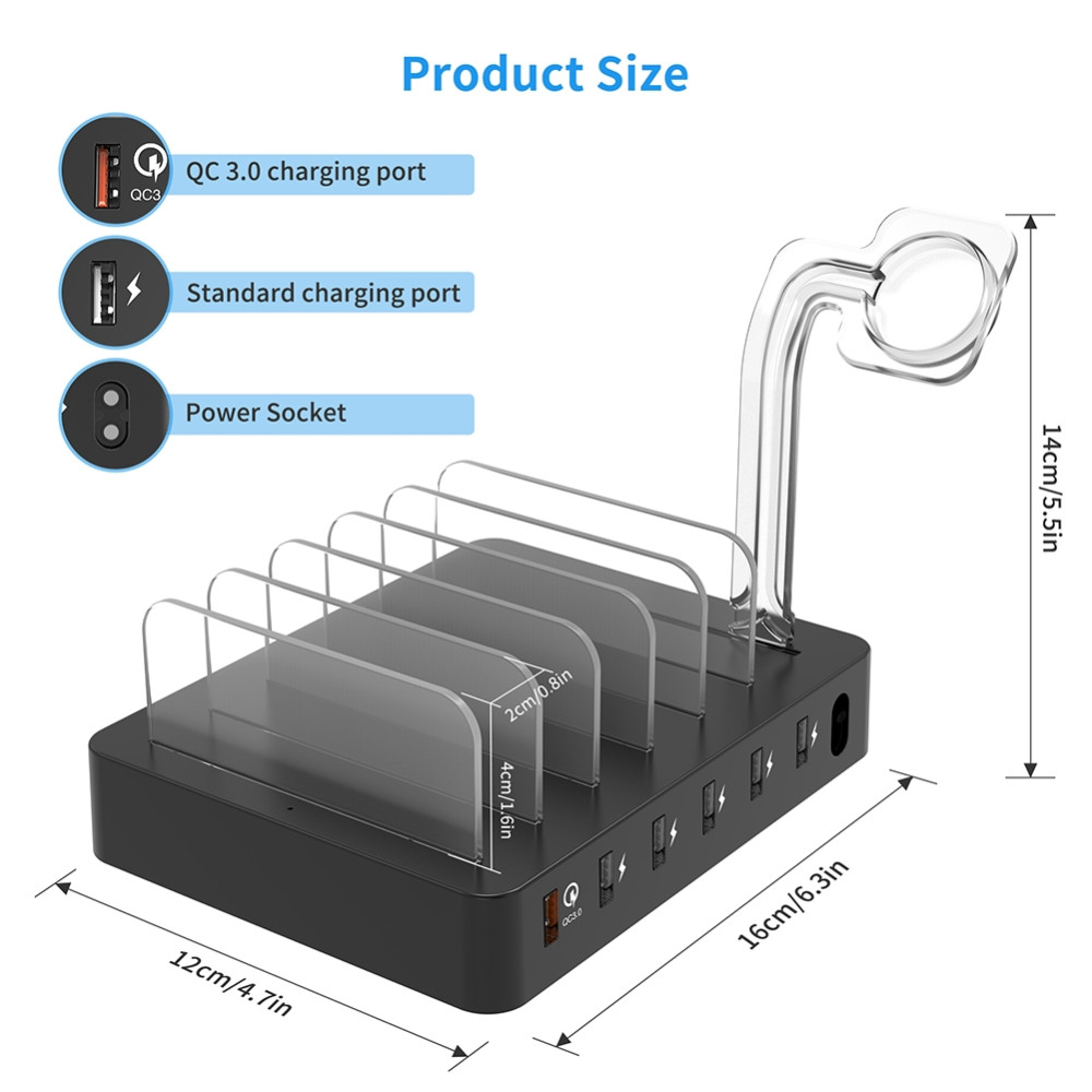 Choetech 6971824976991 Q3008 6-Port + QC 3.0 Multiple Device Charging station, best for school & Office - Image 7