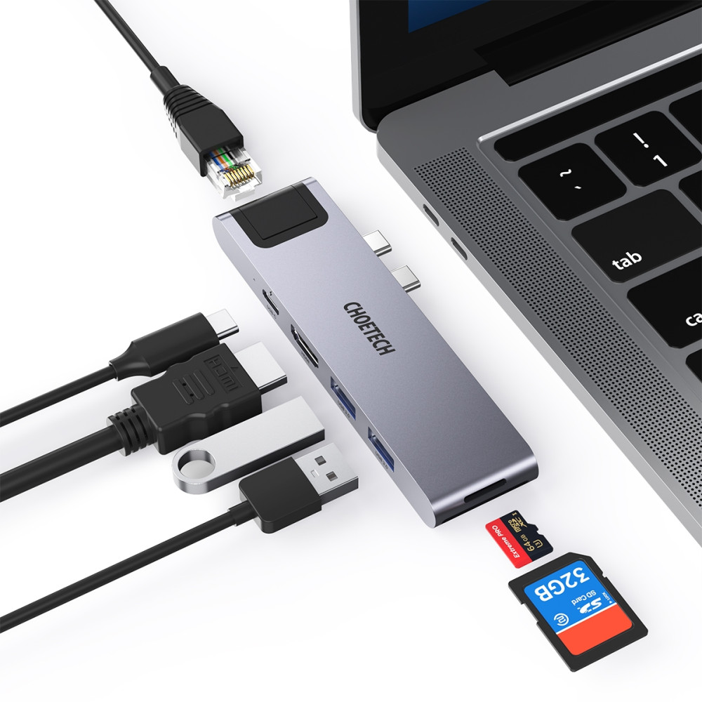 Choetech 6971824976878 HUB-M24 USB-C 7 in 2 Multifunction Adapter - Image 3