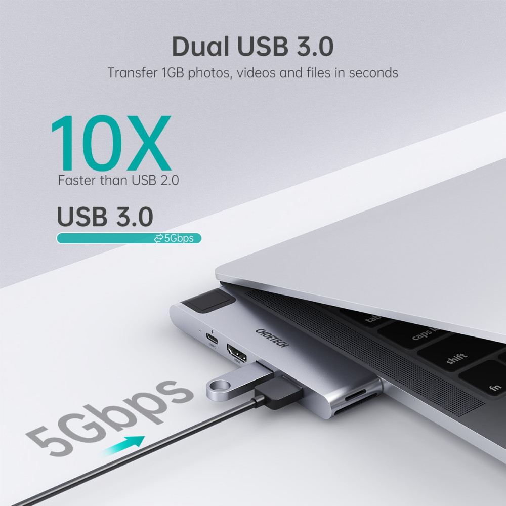 Choetech 6971824976878 HUB-M24 USB-C 7 in 2 Multifunction Adapter - Image 8