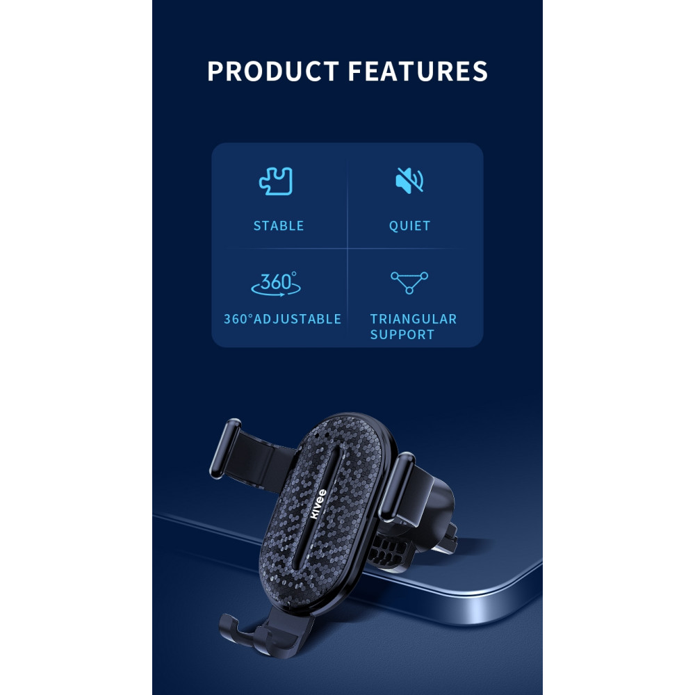 KIVEE 6941256100387 UC08 Gravity Phone holder for Car / Van - Black - Image 2