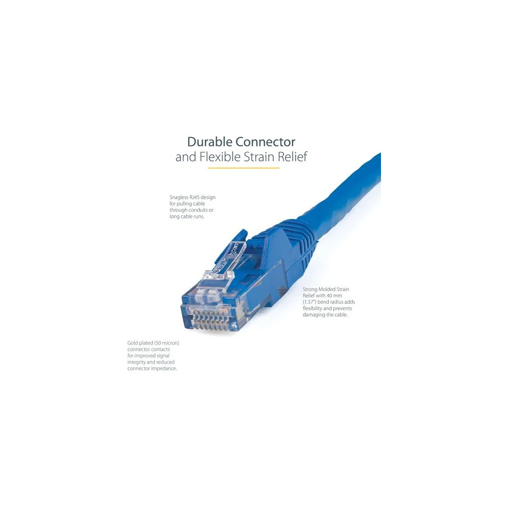 StarTech N6LPATCH15MBL 15M BLUE GRAY CAT6 UTP SNAGLESS PATCH CABLE - LSZH - Image 4