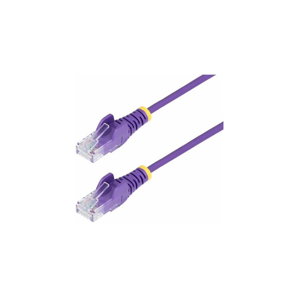 StarTech N6PAT50CMPLS 50cm Purple Slim CAT6 Ethernet Cable, Snagless RJ45, UTP, LSZH, 28AWG Pure Bare Copper, Slim Network Patch Cord - Slim UTP Cat6 Cable supports 10Gbps and 100W PoE; Ideal for crowded installations; 36% slimmer for improved a - Image 1