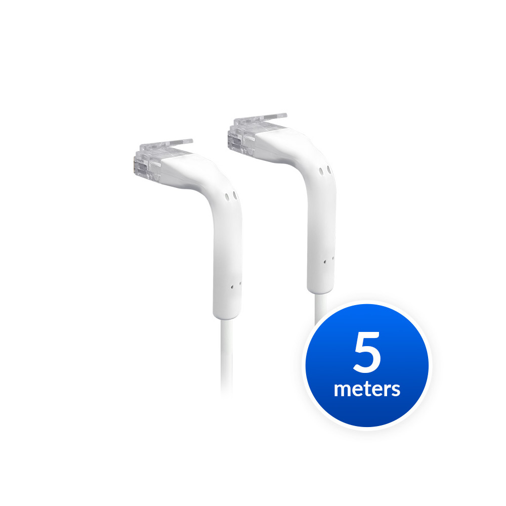 Ubiquiti U-CABLE-PATCH-5M-RJ45 UniFi Patch Cable Single Unit, 5m, White, End Bendable to 90 Degree, RJ45 Ethernet Cable, Cat6, Ultra-Thin 3mm Diameter - Image 1