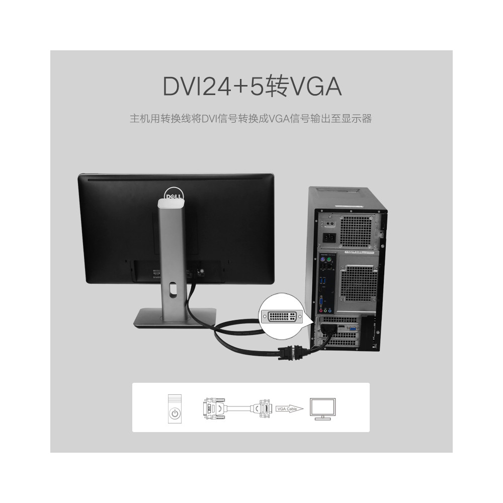 UGREEN 6957303834990 30499 DVI(24+5) Male to VGA Female Convert Cable - Image 2