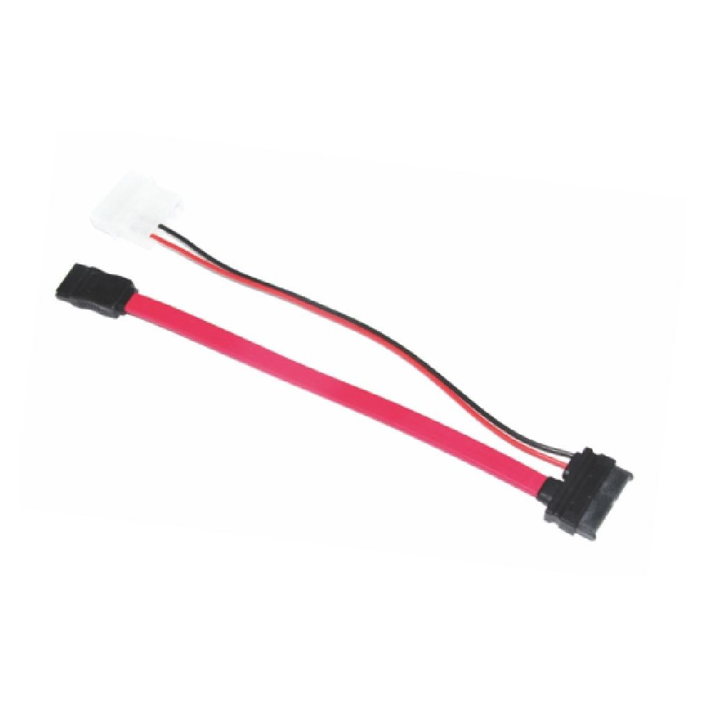 Astrotek AT-SATA-SLIM Slim SATA Cable 30cm + 10cm 6 pins + 7 pins to 4 pins + 7 pins Red Colour - Image 1
