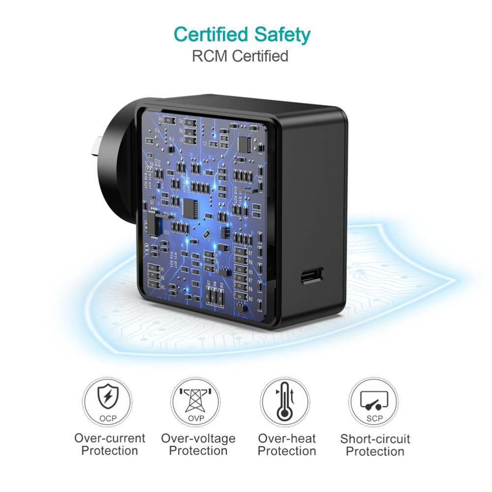 Choetech 6971824975048 Q4004 60W PD3.0 USB-C Fast Charger for Phone, iPad & Macbooks - Image 5