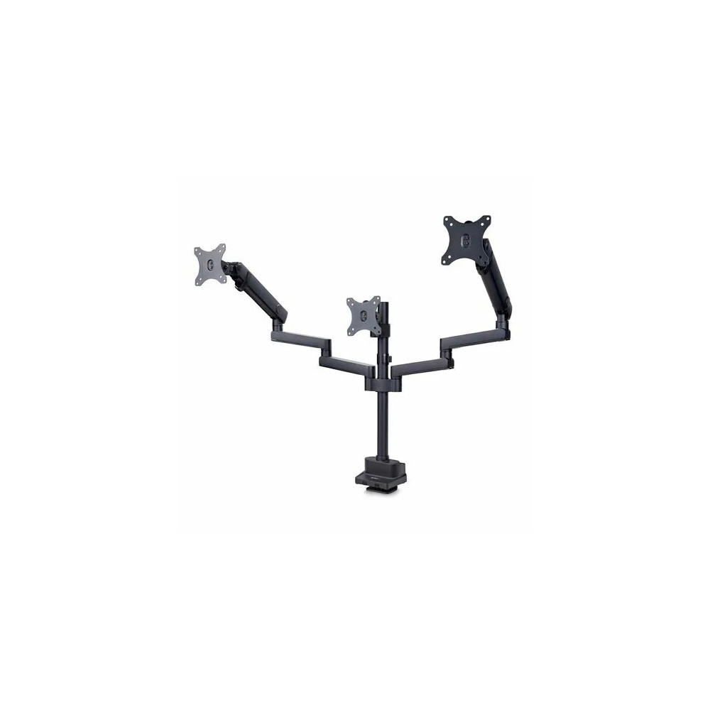 StarTech 3MP2AG-MONITOR-ARM Triple Monitor Desk Mount For Up To Three 27in Screens, VESA 75x75/100x100, Tool-Less Arm Adjustments, C-Clamp/Grommet - Triple monitor desk mount for 27in displays, VESA 75x75/100x100; Spring-assisted arms w/multiple - Image 2