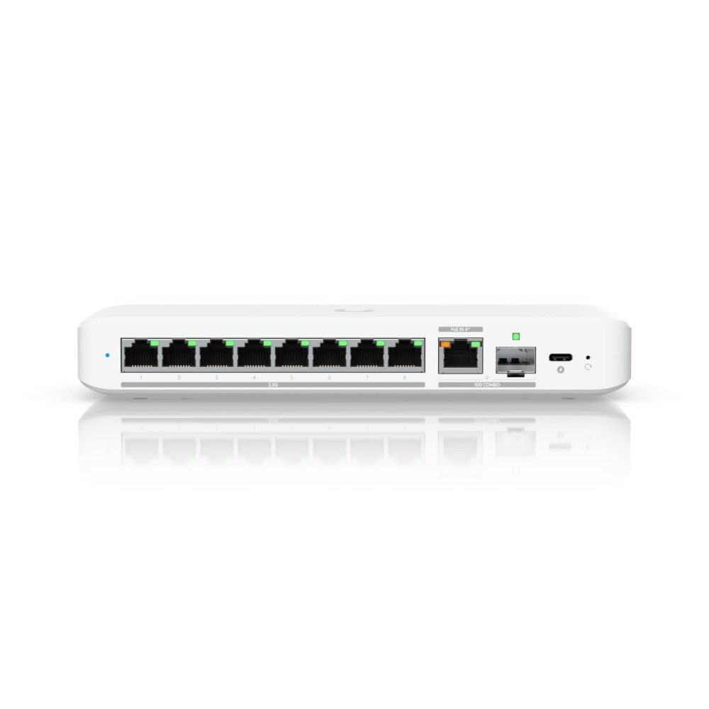 Ubiquiti USW-FLEX-2.5G-8 Flex 2.5G, Flexible,8-port 2.5 GbE Switch,10 GbE RJ45/SFP+ Combination Uplink Port,Powered With USB-C (Included)/PoE+ adapter ( Not Included) - Image 1