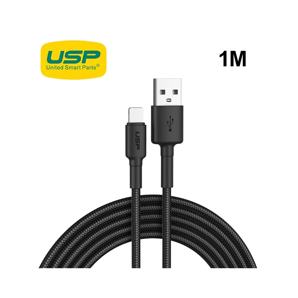USP 6972890207026 BoostUp Lightning to USB-A Cable (1M) Black - Quick Charge & Connect, 2.4A Rapid Charge, Nylon Weaving,Apple iPhone/iPad/MacBook,5 Years Warranty - Image 1