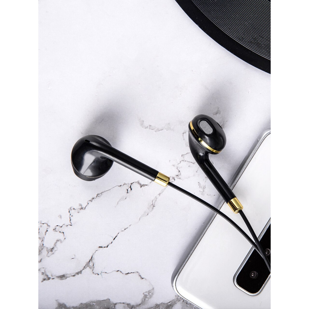 KIVEE 6971239572818 MT05W Ultra bass, 360 surround music Earphone 3.5mm with Mic control - 1.2M Black - Image 1