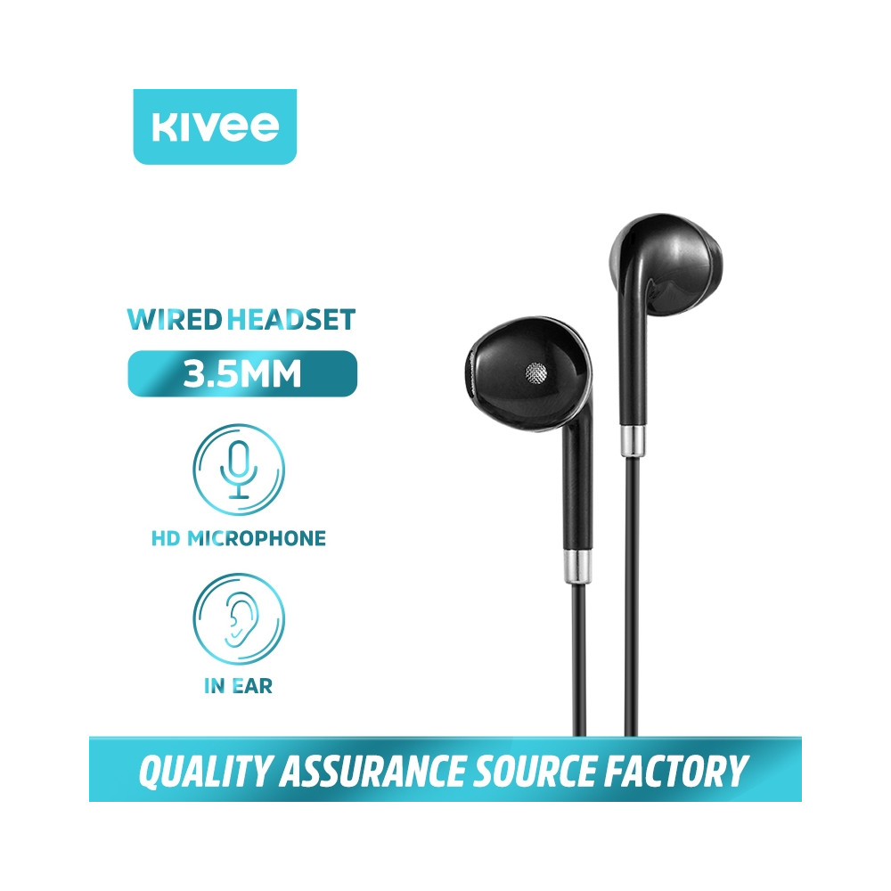 KIVEE 6971239572818 MT05W Ultra bass, 360 surround music Earphone 3.5mm with Mic control - 1.2M Black - Image 2