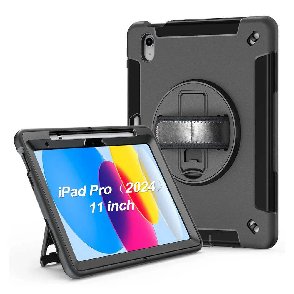 USP HDIPADPRO11 Rugged Apple iPad Pro (11') (M5/M4) (6th/5th Gen) Case Black - Built-in-Kickstand, Hand & Shoulder Strap, DropProof, 5 Years Warranty - Image 1