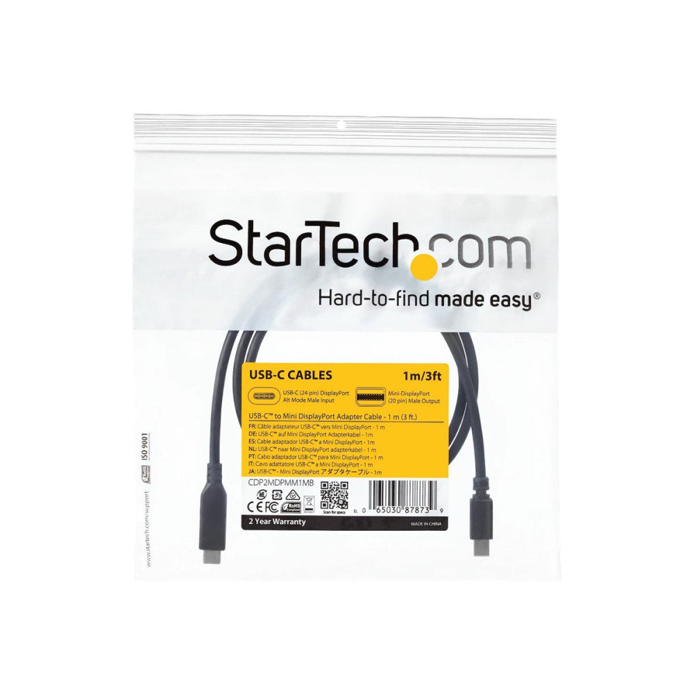 StarTech CDP2MDPMM1MB 3.3 FT (1M) USB-C TO MINI DISPLAYPORT CABLE - 4K 60HZ - BLACK - Image 2