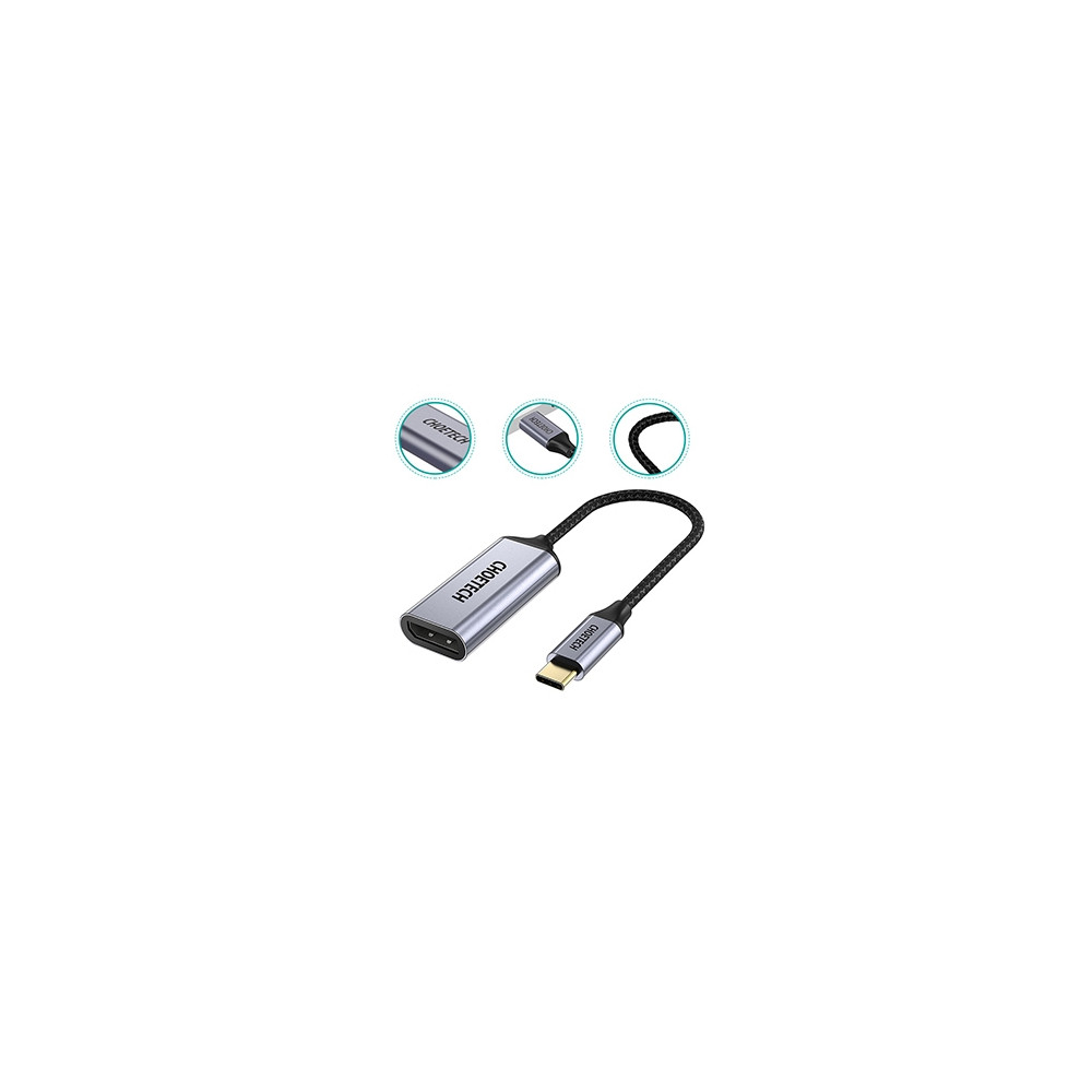 Choetech 6971824972337 HUB-H11 USB-C to DisplayPort Adapter - 4K Braid Shielding+Gold-plated+Aluminum Housing 20cm - Image 5